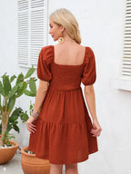 Swiss Dot Smocked Square Neck Dress (8)