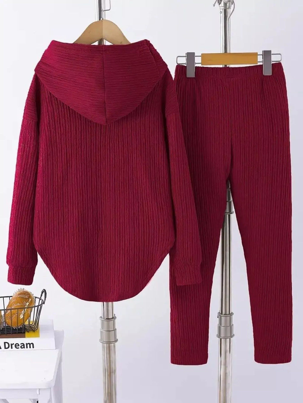 Textured Long Sleeve Hoodie Pants Set (8)
