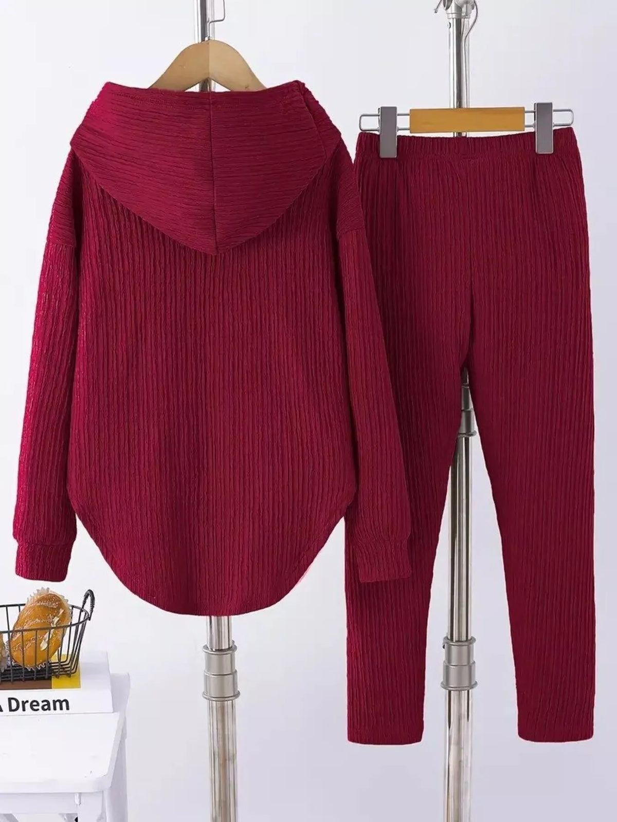 Textured Long Sleeve Hoodie Pants Set (8)
