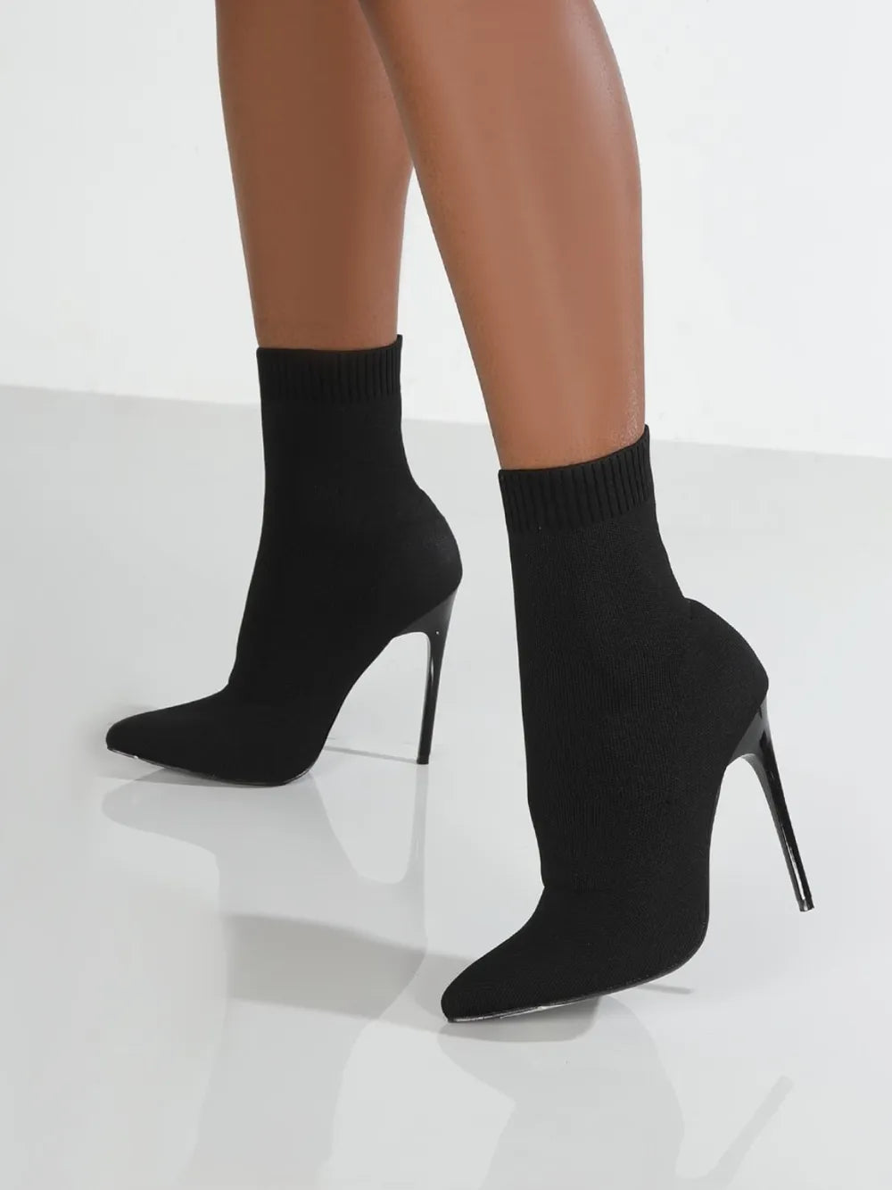 Mesh Point Toe Stiletto Boots (3)