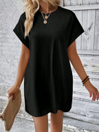 Pocketed Round Neck Short Sleeve Dress (3)