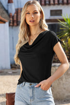 Cowl Neck Short Sleeve T-shirt (3)