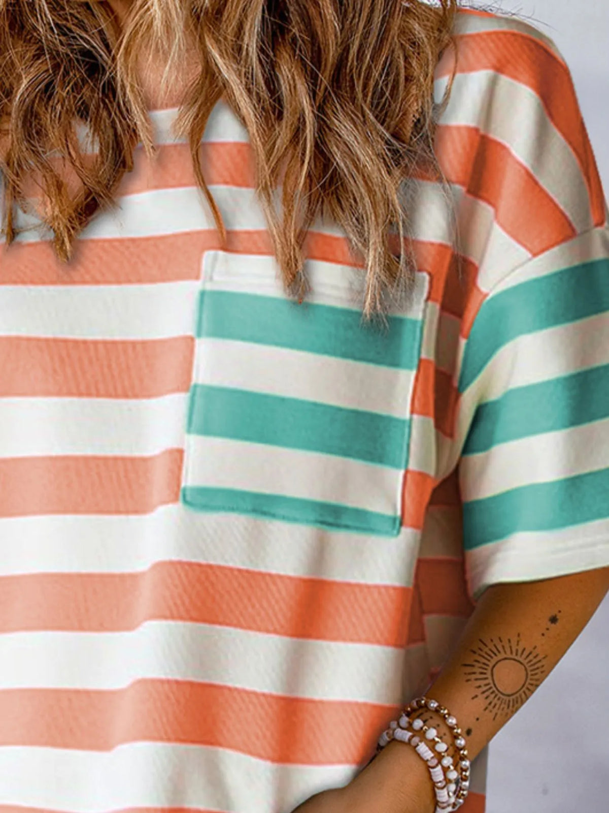 Striped Oversized Short Sleeve T-shirt (16)