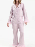 Silky Button Up Top Pants Lounge Set (4)