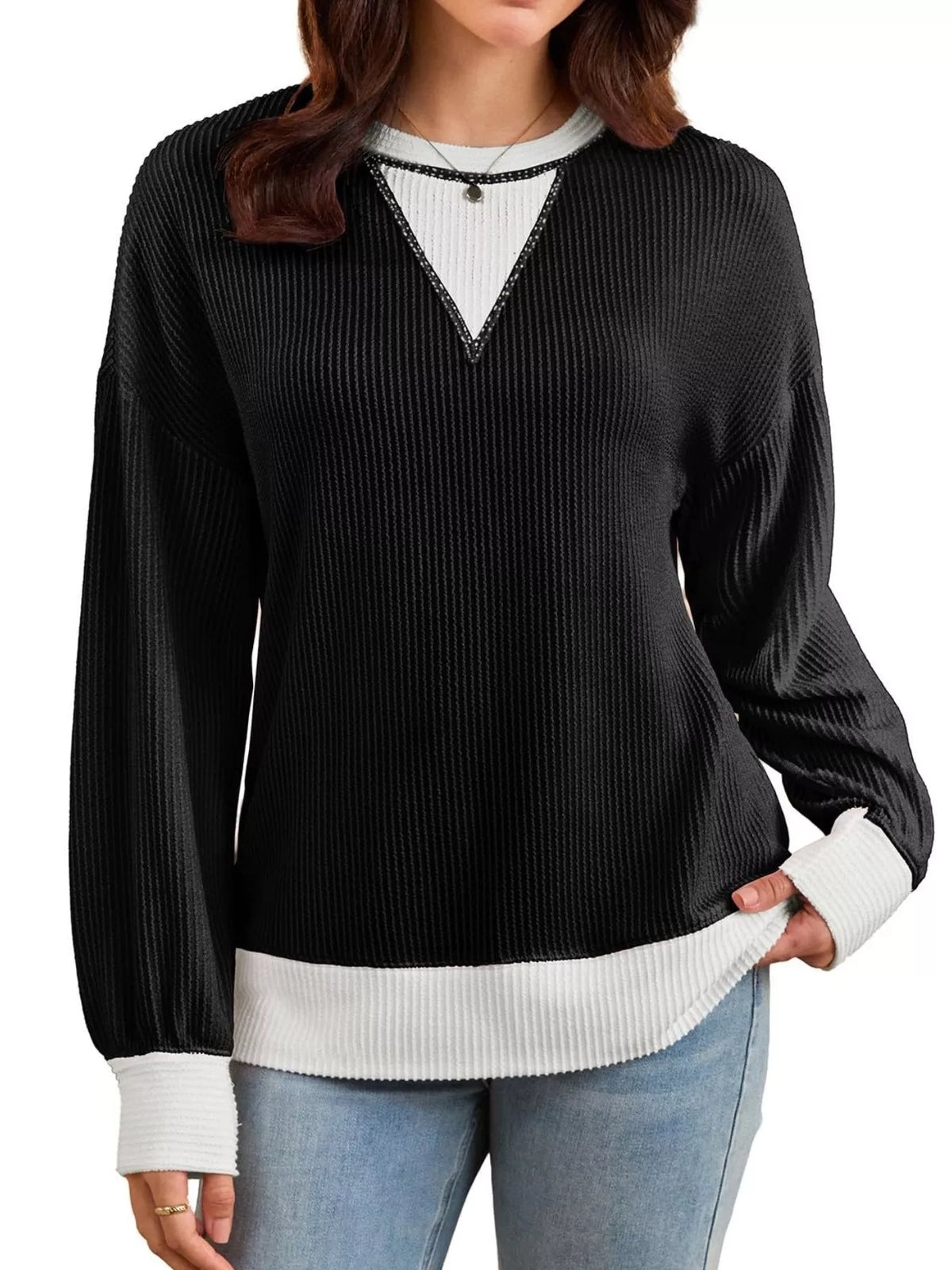 Contrast Dropped Shoulder Sweatshirt (20)