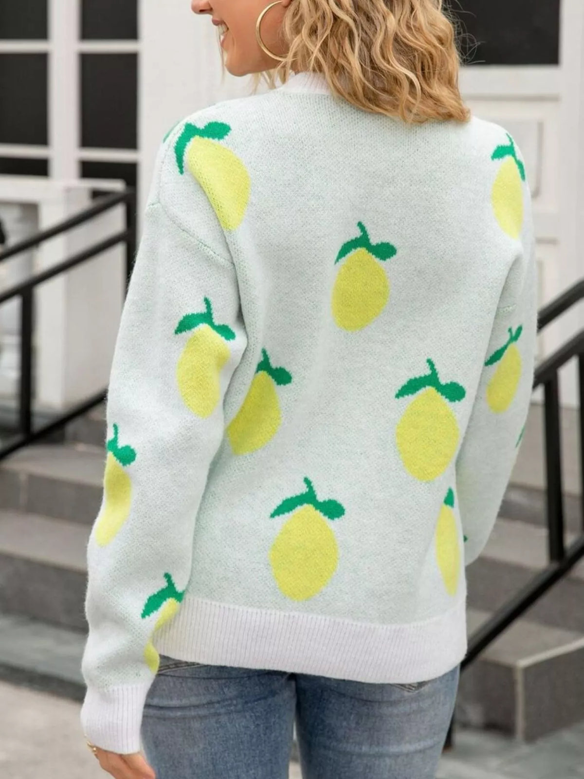 Lemon Crew Neck Round Neck Sweater (4)