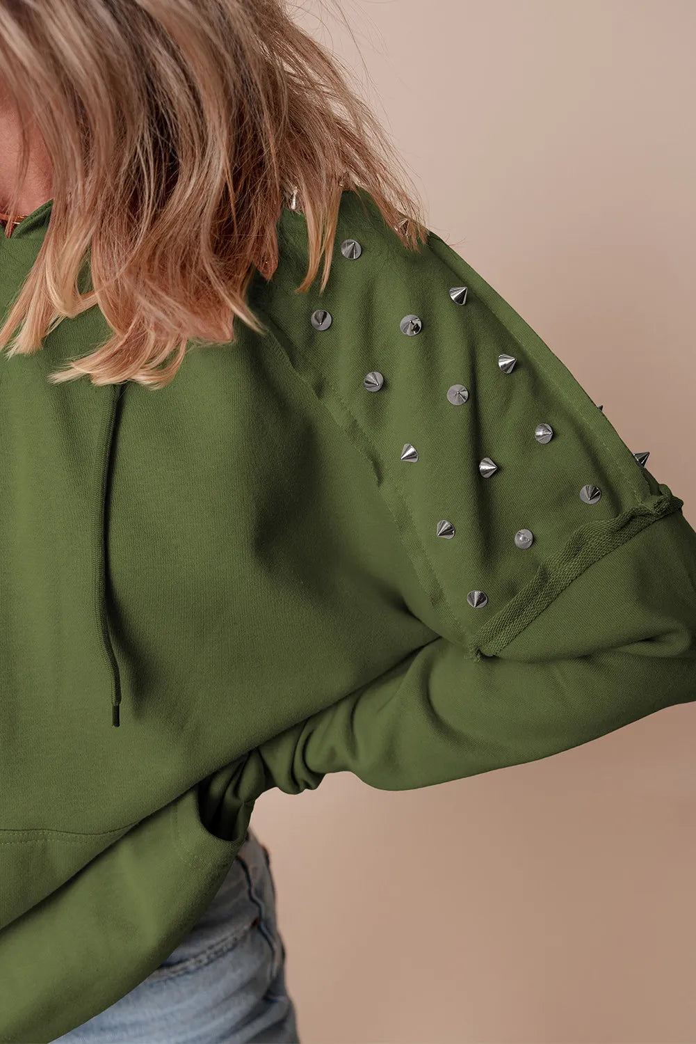 Rivet Drawstring Long Sleeve Hoodie (12)