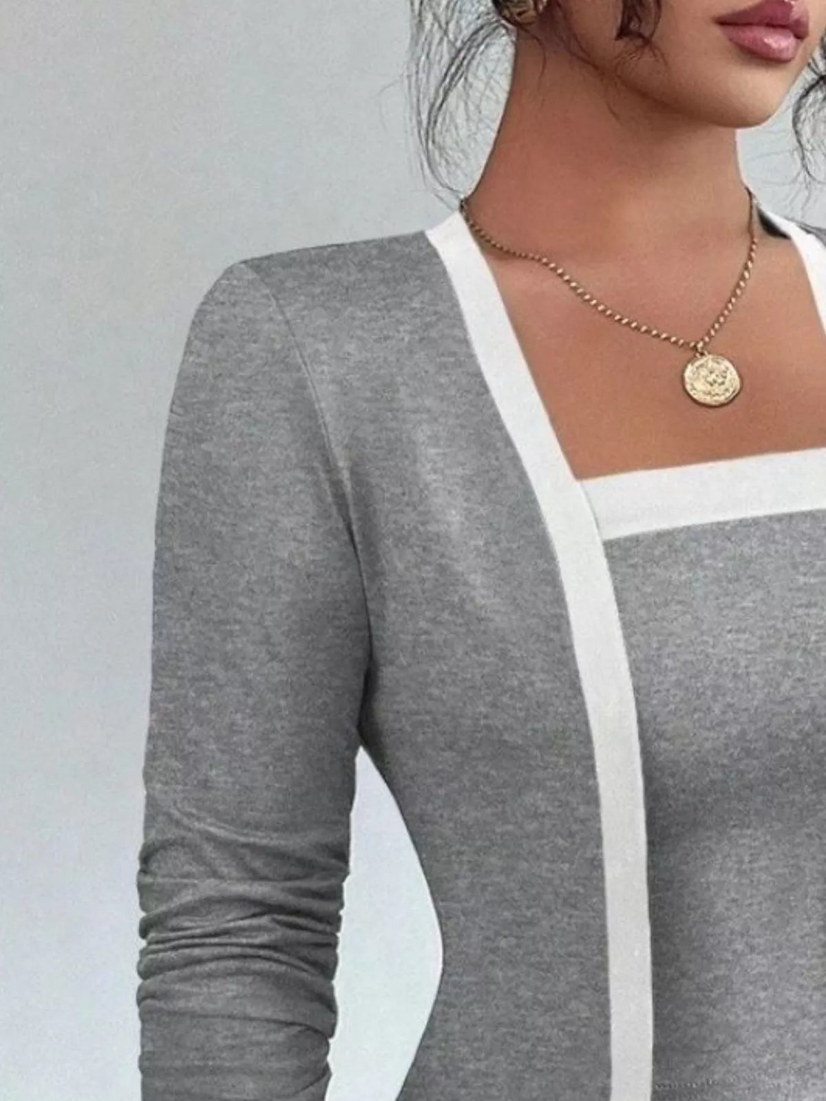 Contrast Trim Cardigan Tank Top Set (10)