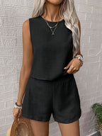 Round Neck Sleeveless Top Shorts Set (7)