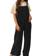 Full Size Casual Wide Leg Textured Overalls Plus (33)