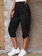 Full Size Roll-tab Capris Pants (5)