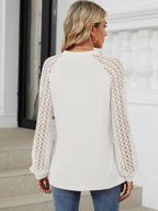 Round Neck Lace Long Sleeve Top (2)