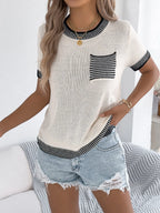 Round Neck Short Sleeve Knit Top (10)