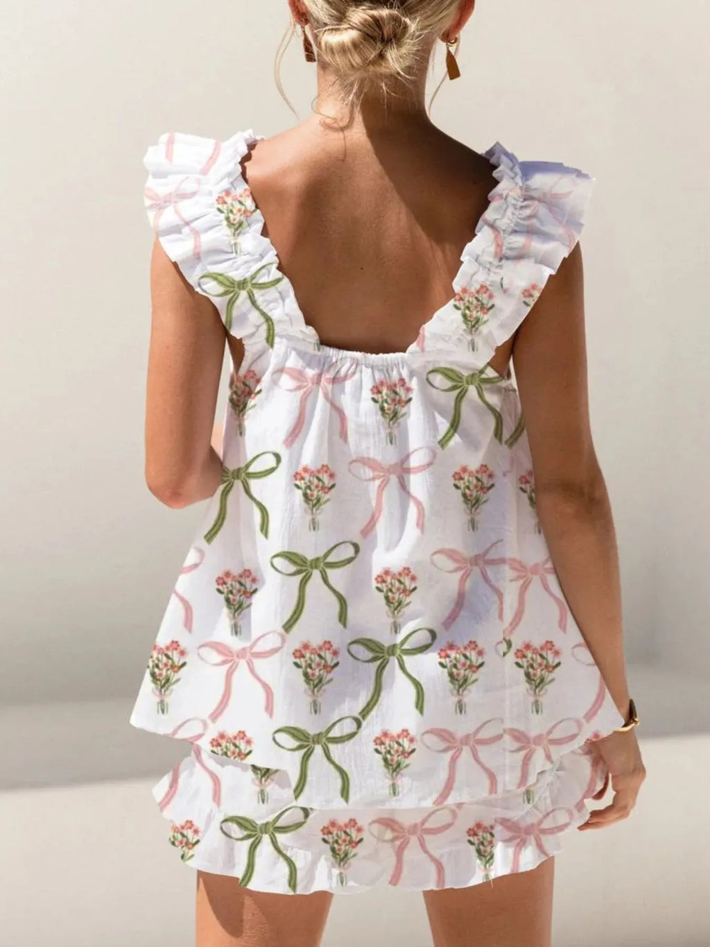 Ruffled Striped Tank Shorts Set (12)
