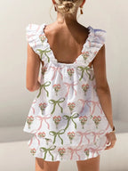 Ruffled Striped Tank Shorts Set (12)