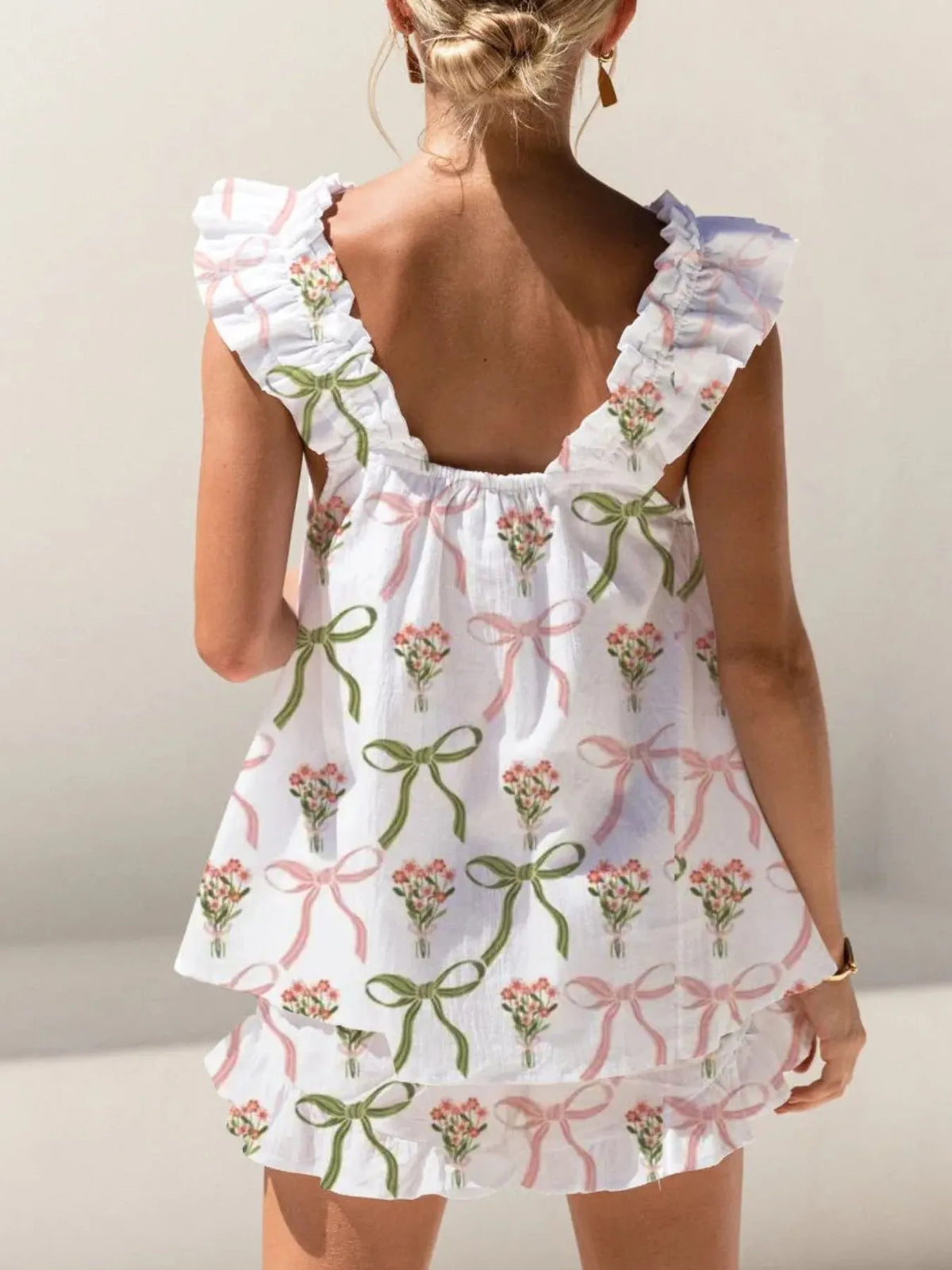 Ruffled Striped Tank Shorts Set (12)