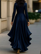 Elegant Wrap Dress Ruffled Hem (8)