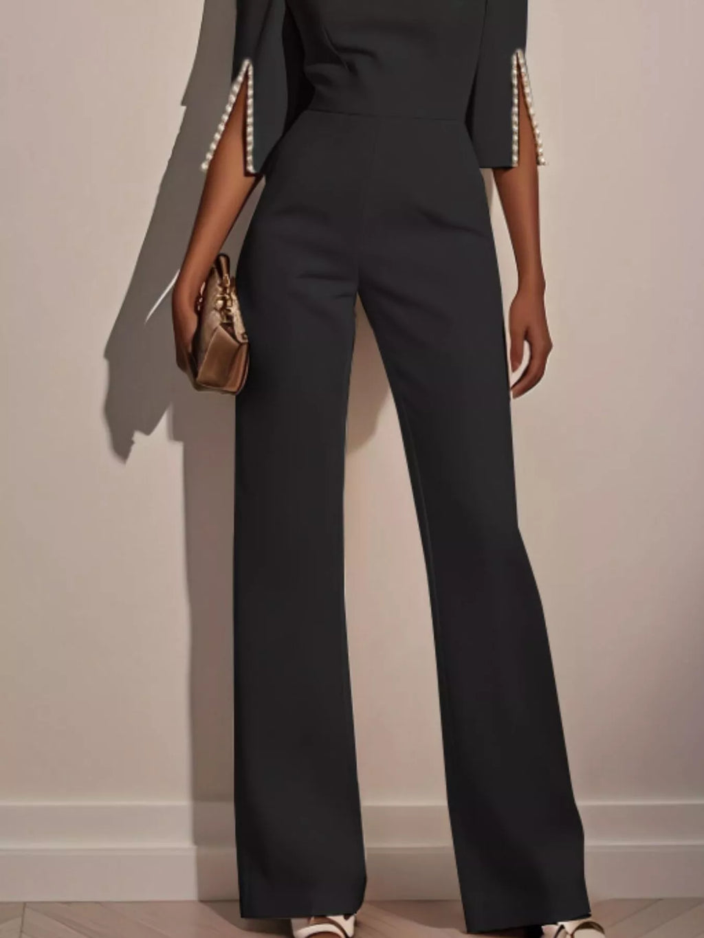 Wide-leg Jumpsuit Slit Sleeve (3)