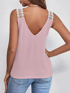Lace Detail Waffle-knit V-neck Tank (17)