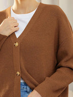 Button Down V-neck Long Sleeve Cardigan (9)