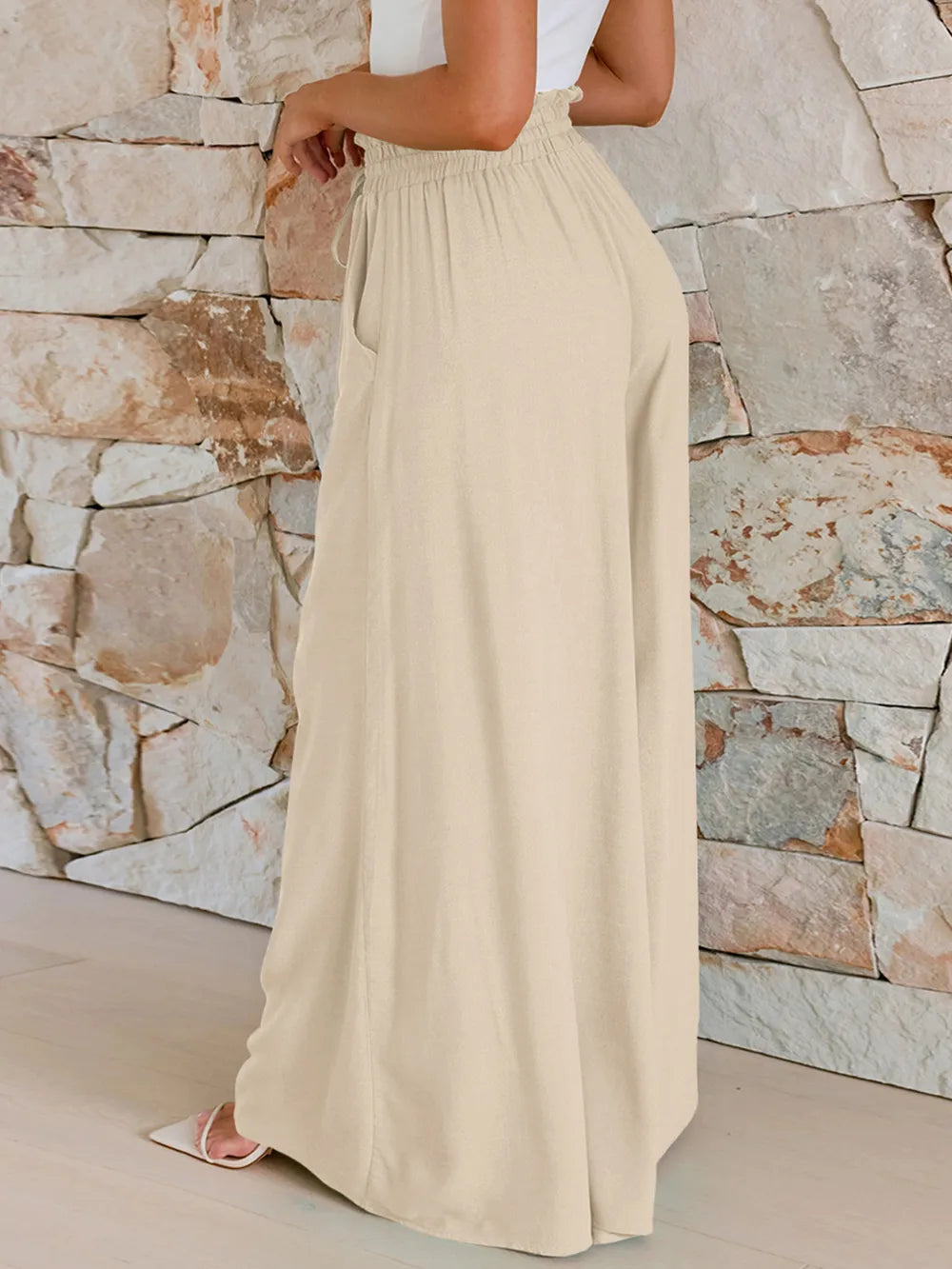 Drawstring Wide Leg Pants Pockets (2)