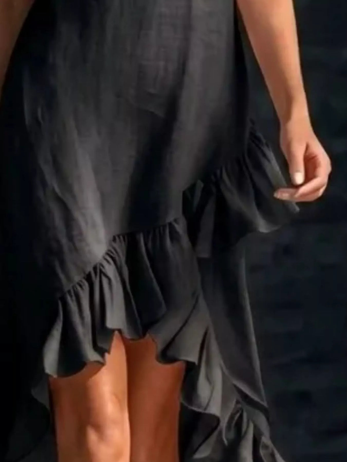 Ruffled Asymmetrical V-neck Dress (5)