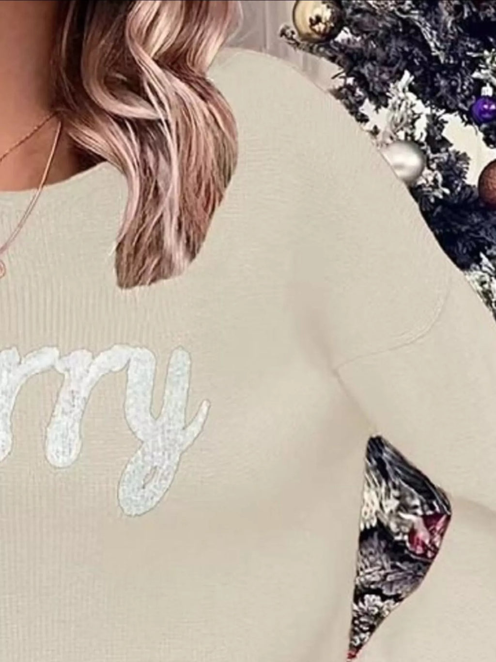 Merry Round Neck Dropped Shoulder Christmas Sweater (7)