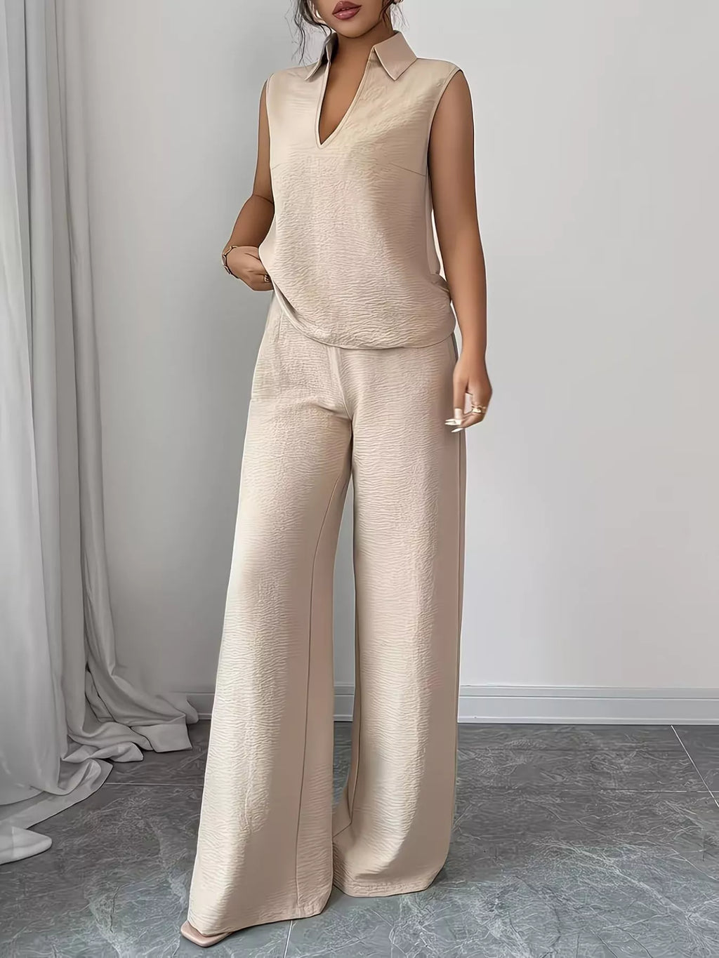 Sleeveless Top Wide Leg Pants Set (17)