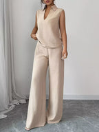Sleeveless Top Wide Leg Pants Set (17)