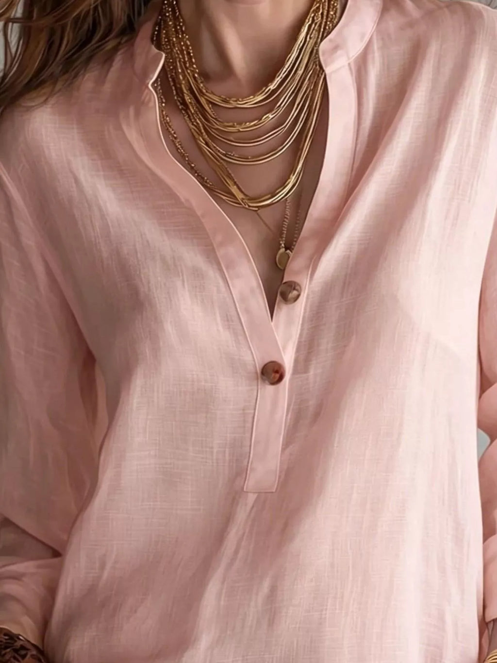 Button Detail Long Sleeve Blouse (2)