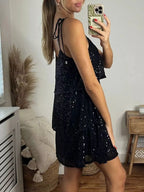 Full Size Sequin Tie Shoulder Mini Dress Plus (15)
