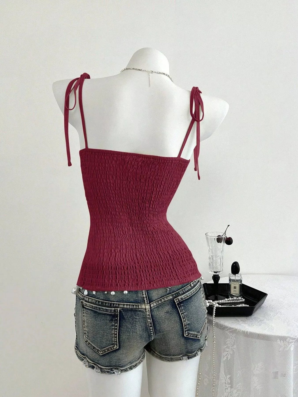 Lace-trimmed Tie Shoulder Cami (8)