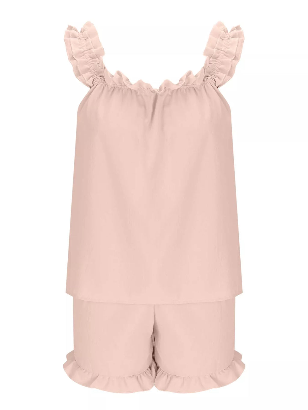 Ruffle Trim Sleeveless Top Shorts Set (10)