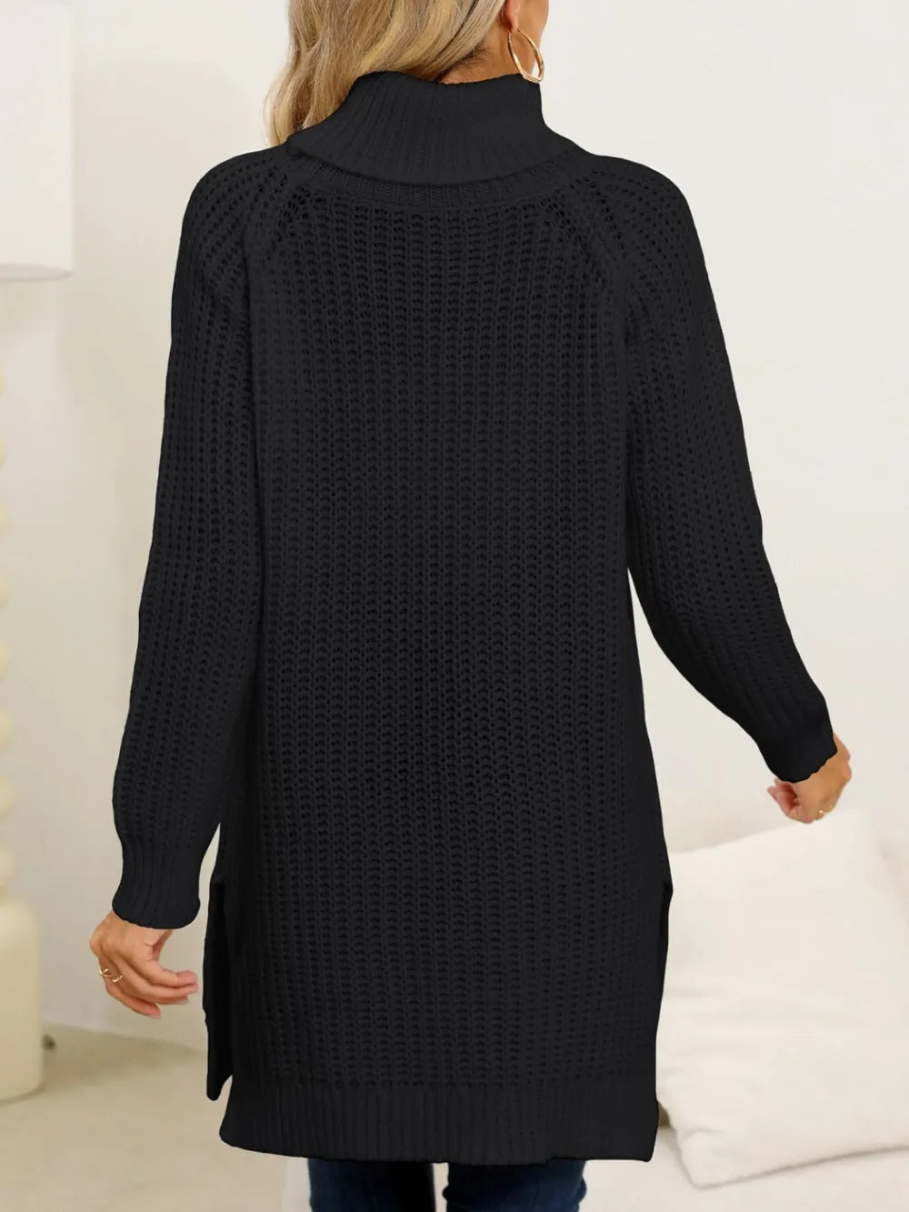 Slit Turtleneck Long Sleeve Sweater (11)