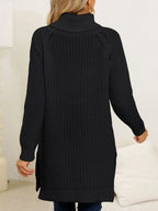 Slit Turtleneck Long Sleeve Sweater (11)