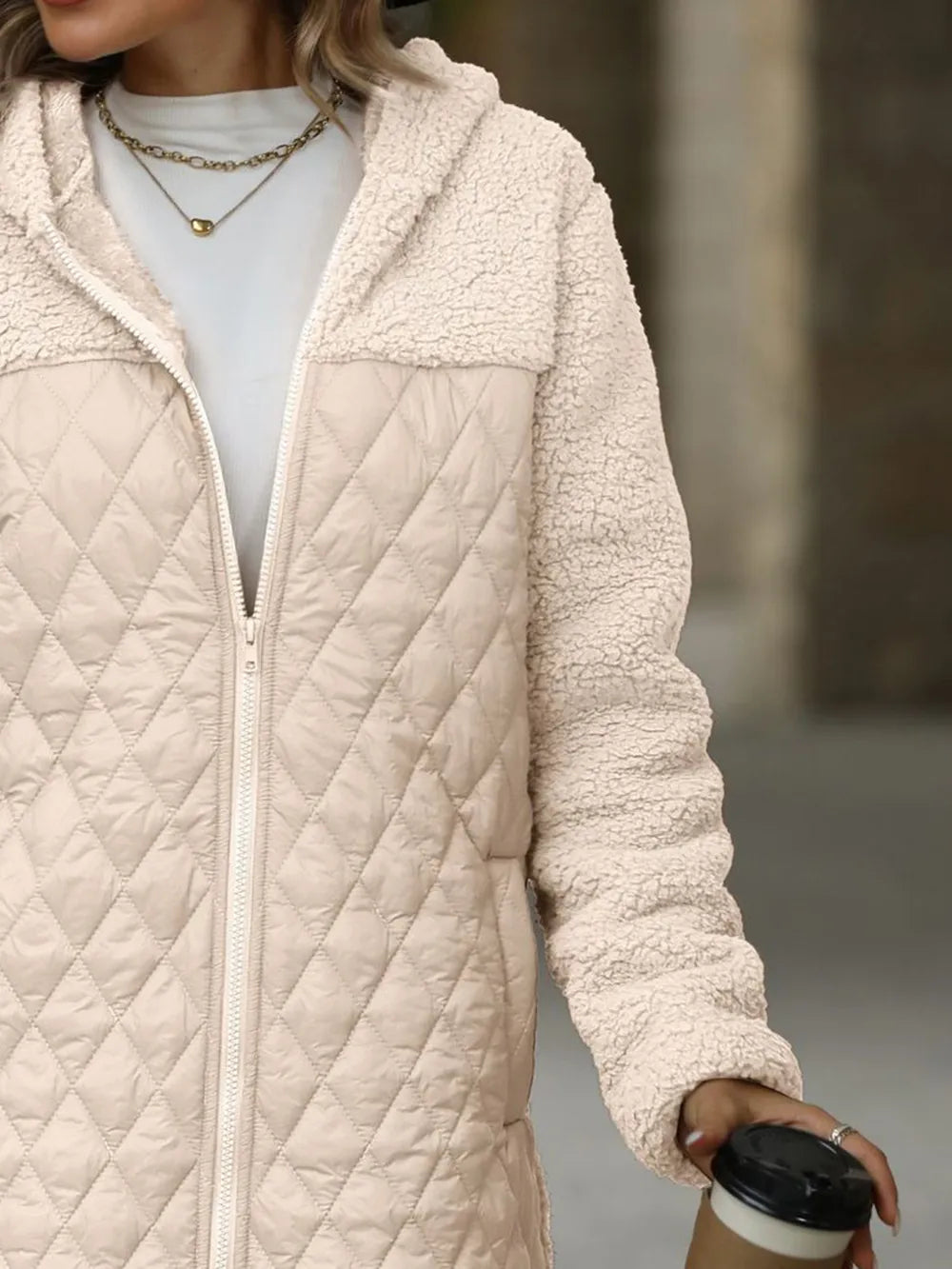 Texture Zip Up Long Sleeve Hooded Coat (7)