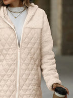 Texture Zip Up Long Sleeve Hooded Coat (7)