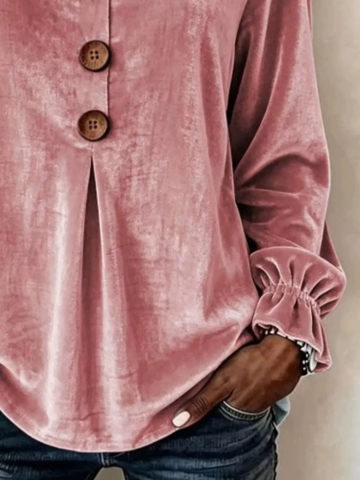 Velvet Flounce Sleeve Blouse (4)