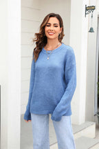 Round Neck Ribbed Long Sleeve Sweater (8)