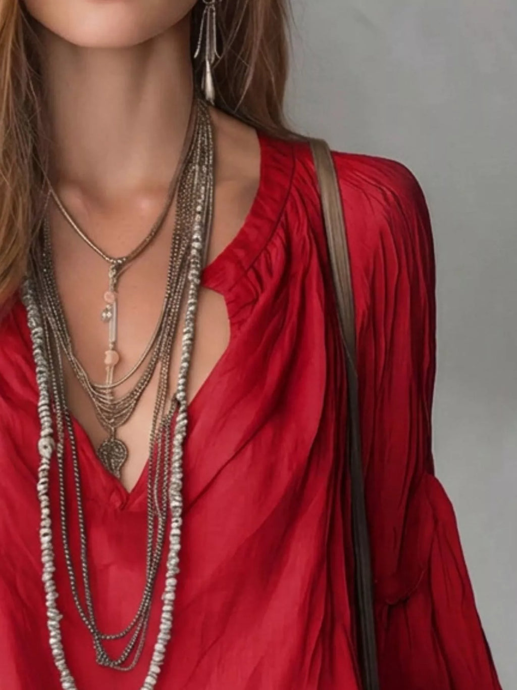 Notched Balloon Sleeve Blouse (11)