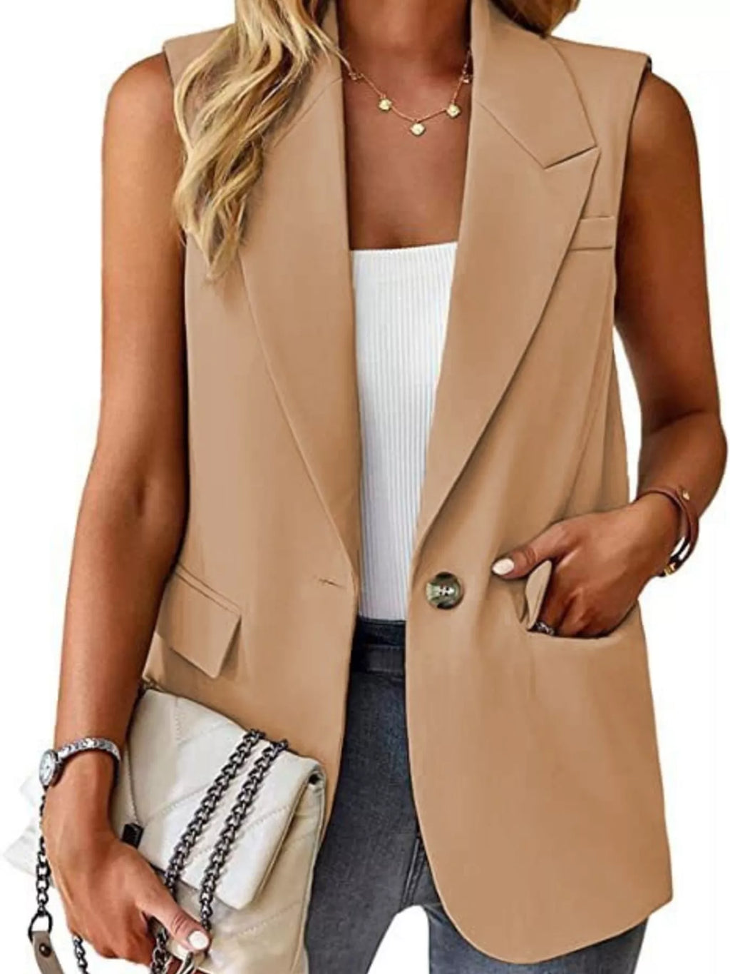 One Button Blazer Vest (11)