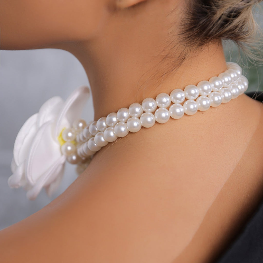 Pearl Necklace Evening Dress Accessories Flower Clavicle photo 3