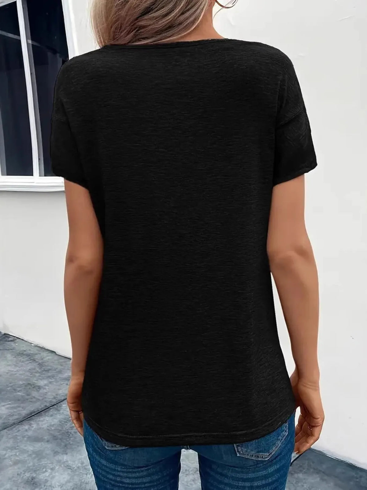 Short Sleeve V-neck Ruched T-shirt (4)