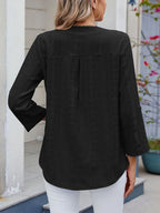 Eyelet Notched Roll-tab Sleeve Top (9)