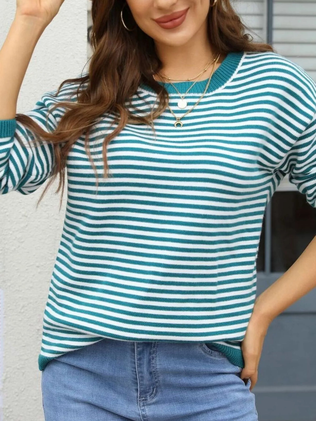 Striped Round Neck Sweater (9)