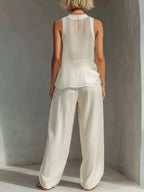 Full Size Sheer Sleeveless Top Wide-leg Pants Set Plus (3)