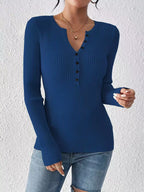 Ribbed Knit Button Front Top (20)