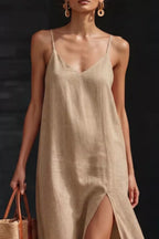 Slit V-neck Maxi Dress (14)