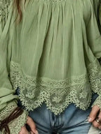 Lace Trim Cold Shoulder Blouse (6)