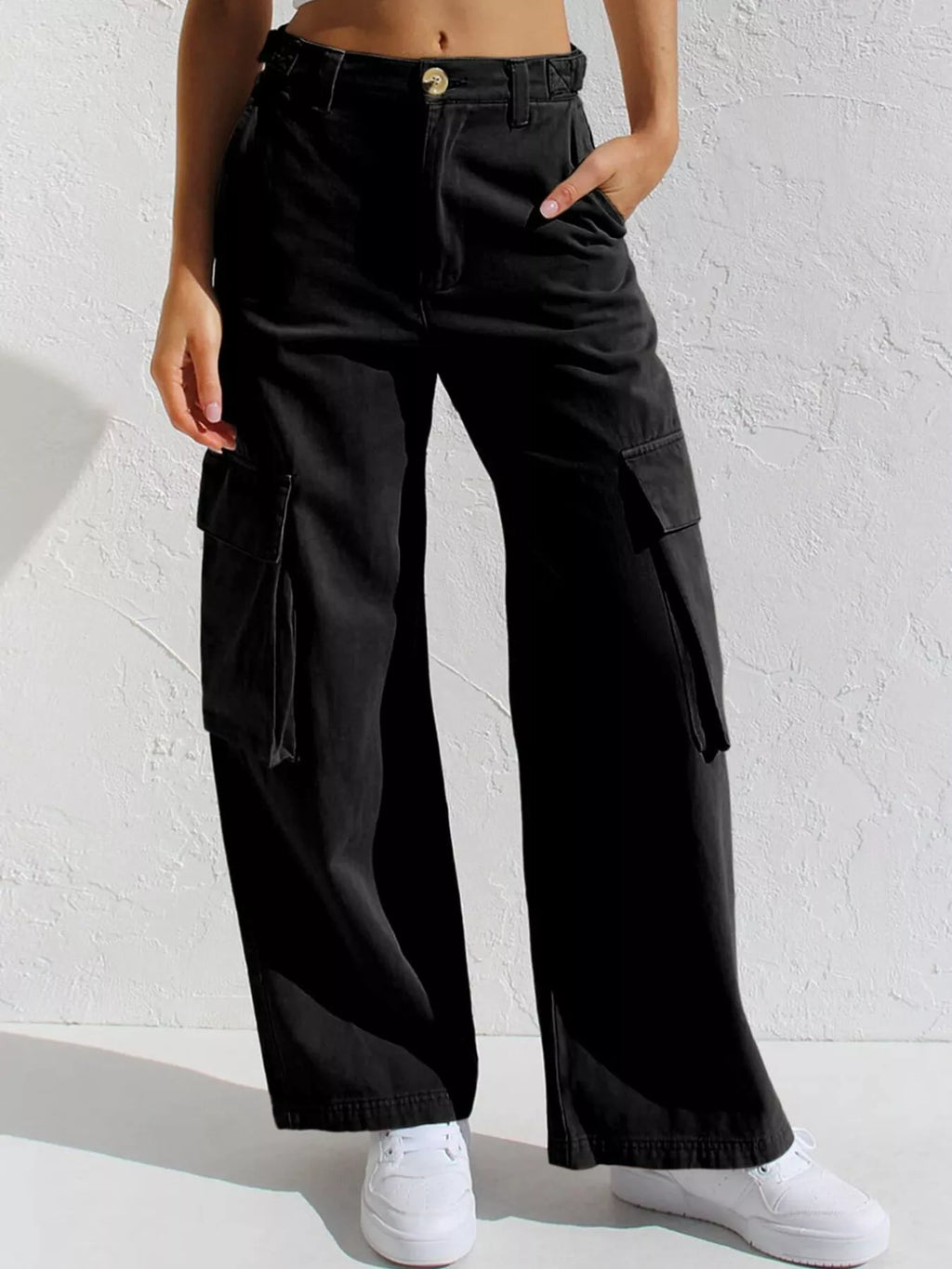 High-waisted Wide Leg Cargo Jeans